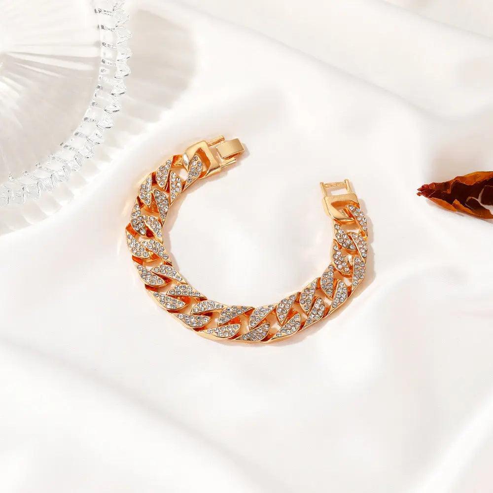 MAC036 wide flash diamond bracelet - Mariam's Collection
