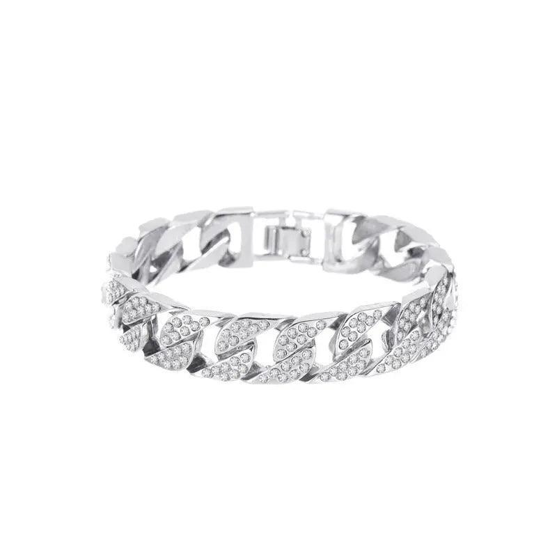 MAC036 wide flash diamond bracelet - Mariam's Collection