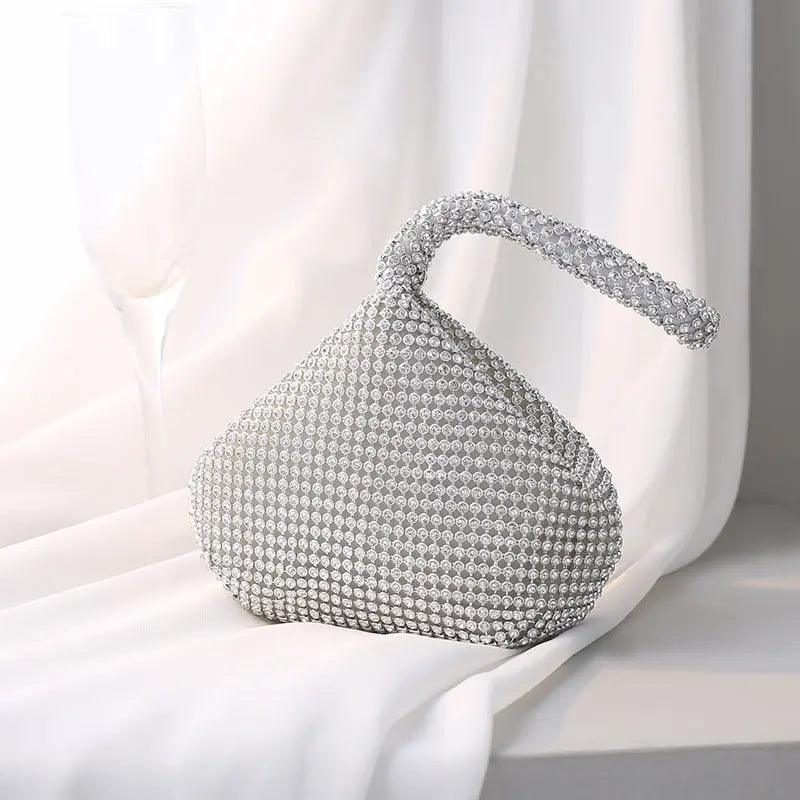 MAC057 Handbag Rhinestones Heart Shape Shiny Handmade Small Evening Bag - Mariam's Collection