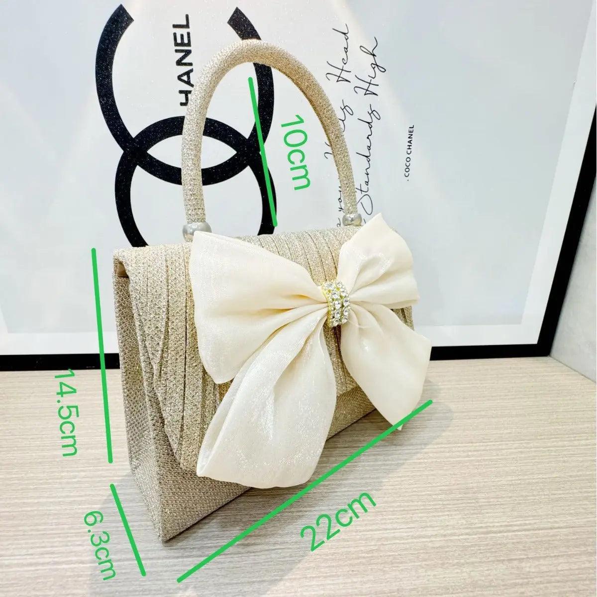 MAC060 White Bowknot Portable Shoulder Bag Big Bow Design Underarm Bags - Mariam's Collection