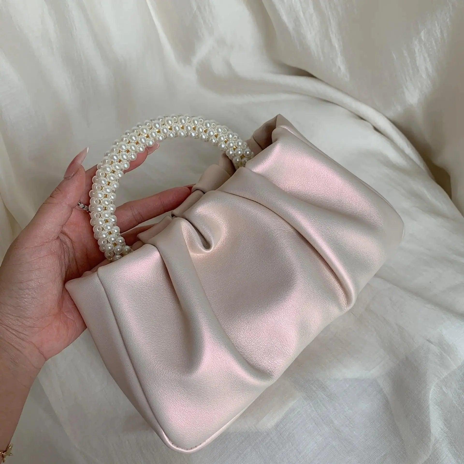 Pink Pearl Clutch Bag Pink Clutch Bag – Floral Bridal Purse, Pink