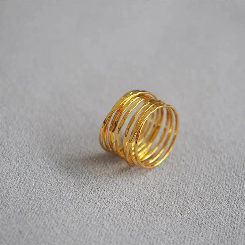 MAC067 Metallic Gold Zircon Ring 3-Piece Set - Mariam's Collection