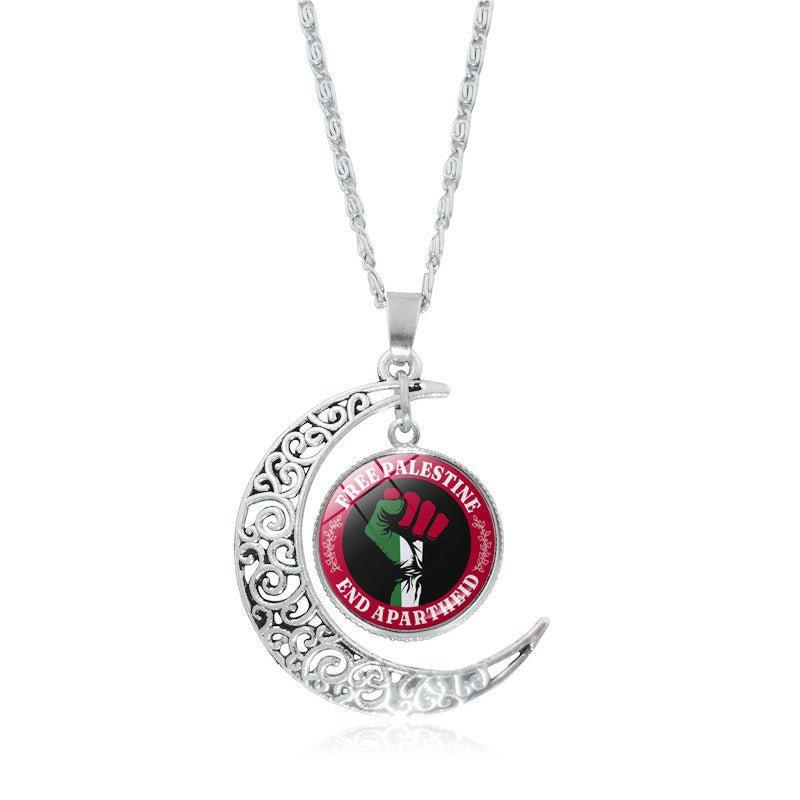 MAC077 Women's Versatile Silver Hollow Moon Pendant Necklace - Mariam's Collection