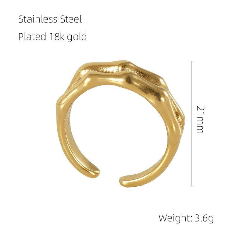 MAC086 Light Luxury Stainless Steel Open Adjustable Irregular Ring - Mariam's Collection