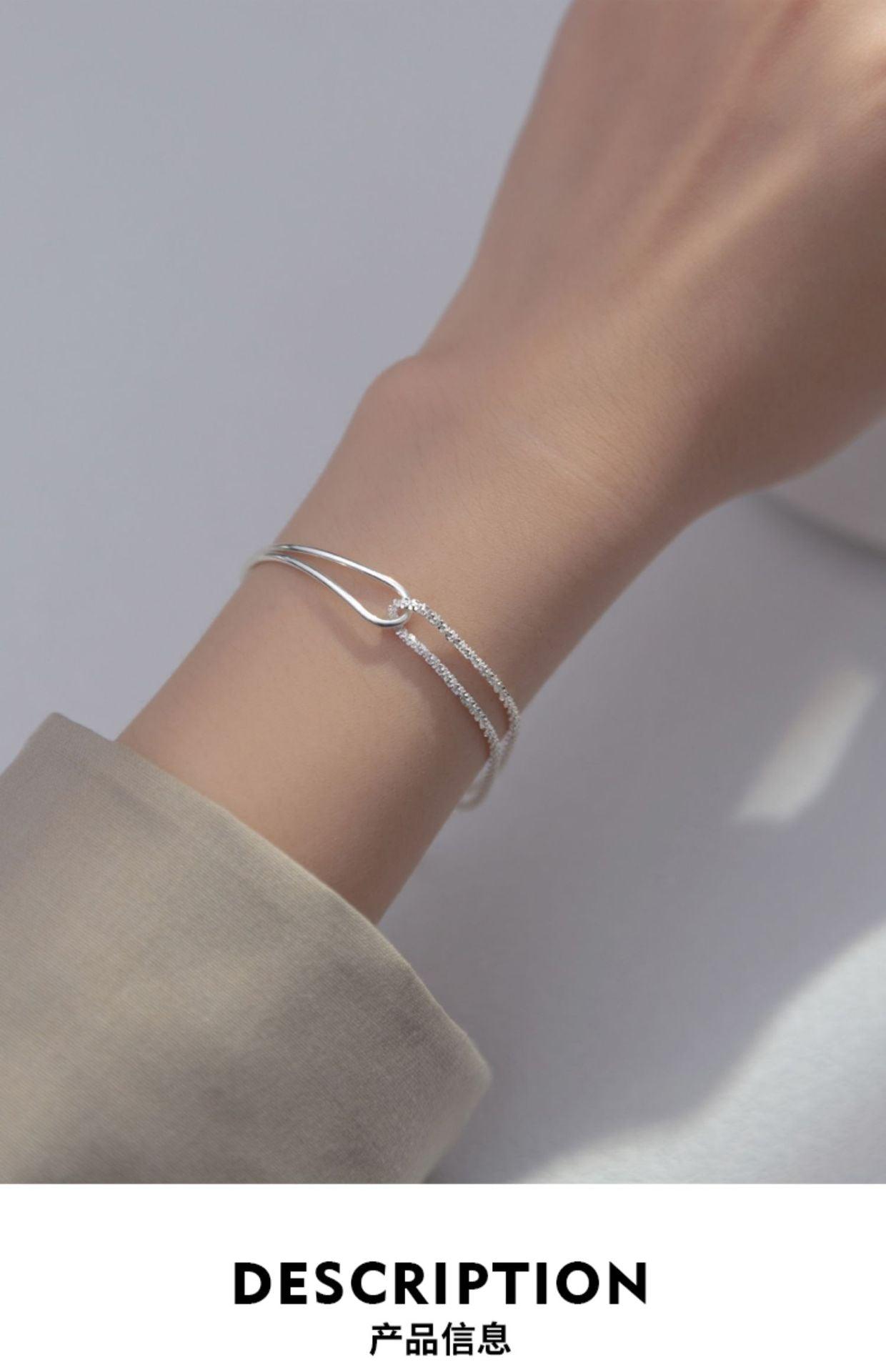 MAC089 Temperament And Personality Double - Layer Curved Tube Gypsophila Asymmetrical Bracelet - Mariam's Collection