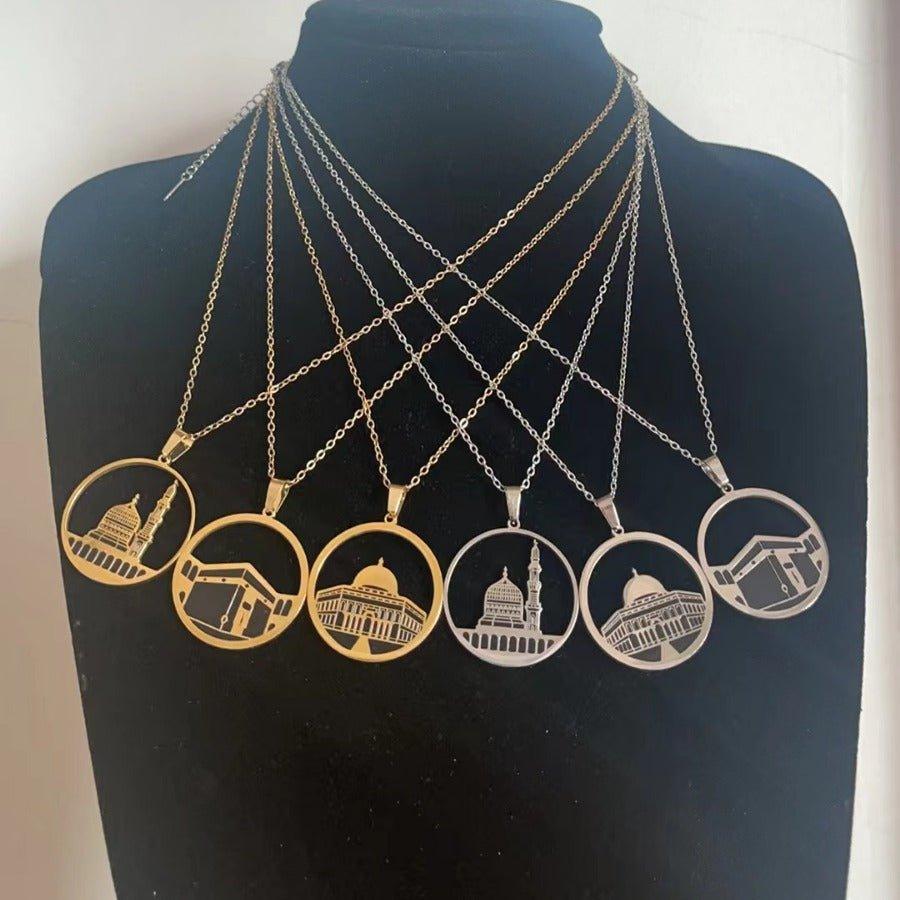 MAC111 Stainless Steel Masjid Pattern Necklace - Mariam's Collection