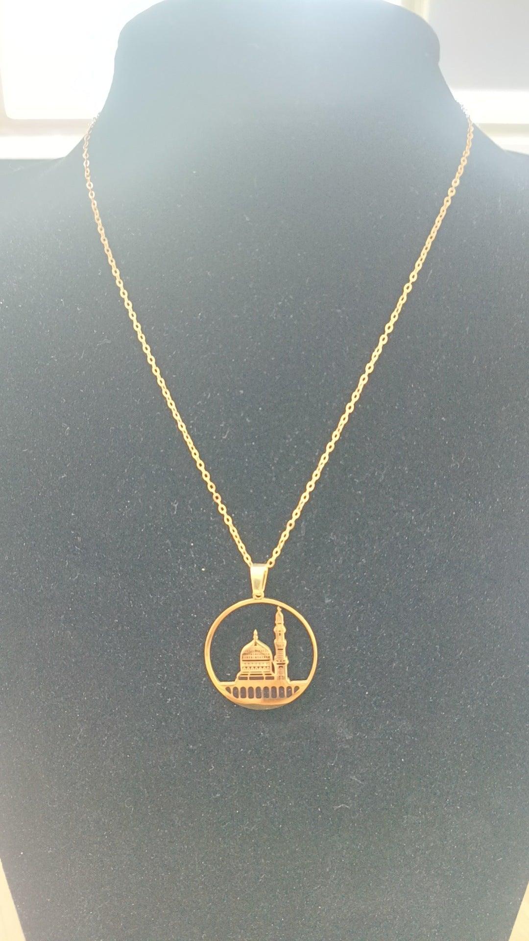 MAC111 Stainless Steel Masjid Pattern Necklace - Mariam's Collection
