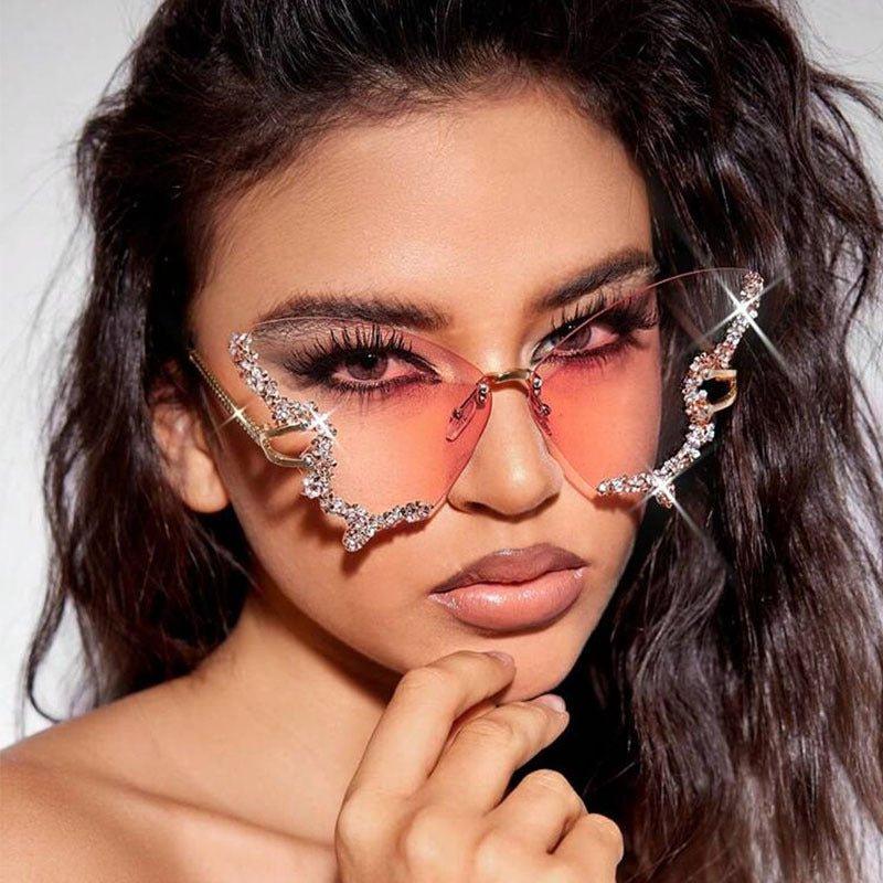 MAC116 Large Frame High - end Diamond - encrusted Butterfly Anti - UV Sunglasses - Mariam's Collection