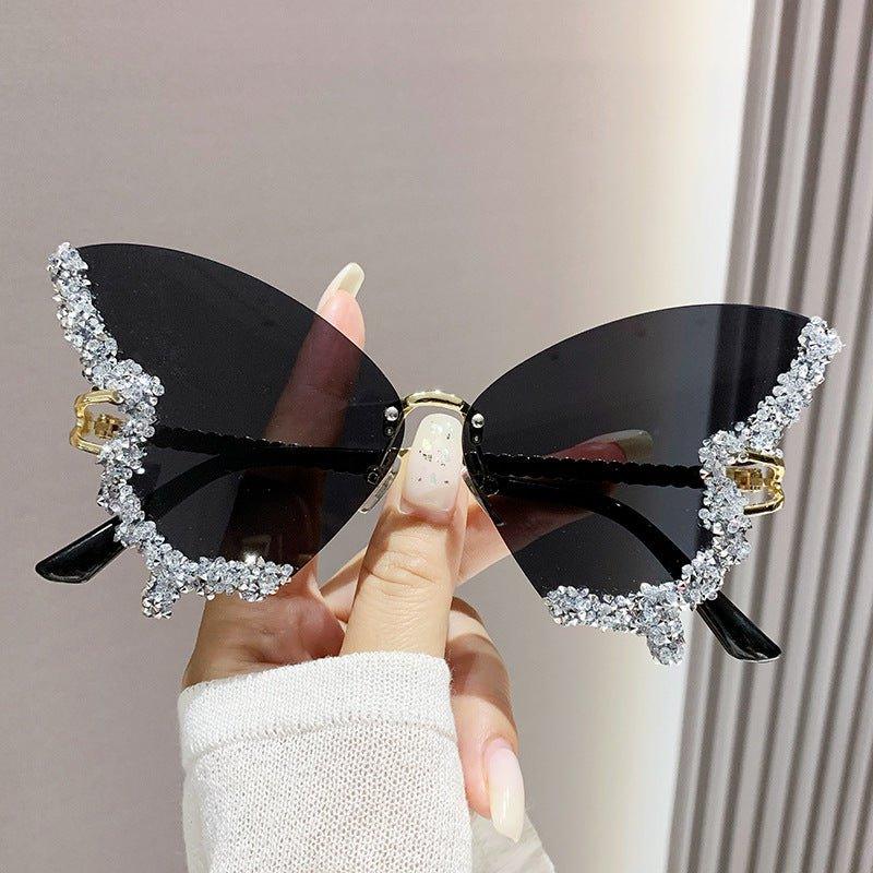 MAC116 Large Frame High - end Diamond - encrusted Butterfly Anti - UV Sunglasses - Mariam's Collection