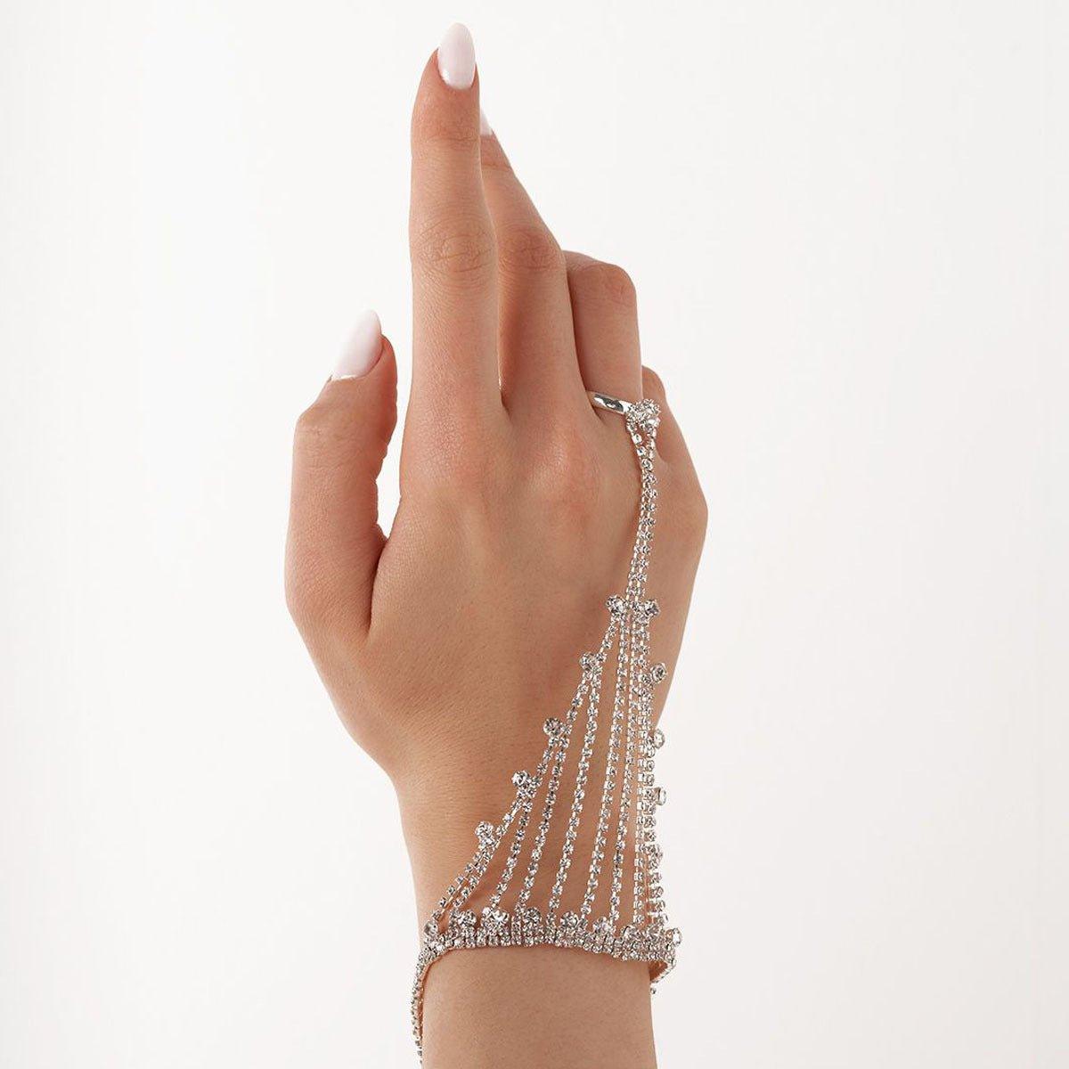 MAC118 Full Diamond Light Luxury Tassel Ring Bracelet - Mariam's Collection