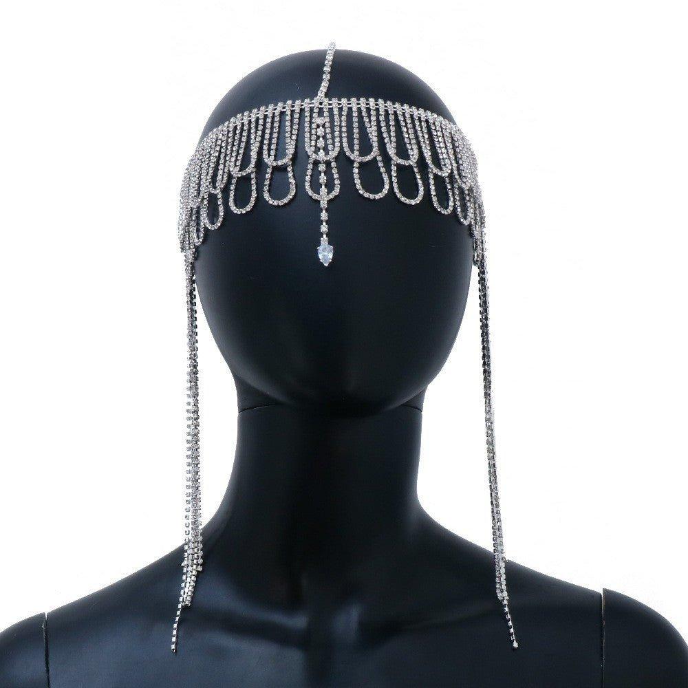 MAC155 Fashionable Rhinestone Ttassel Headwear Multi - layered Zircon Hair Chain - Mariam's Collection