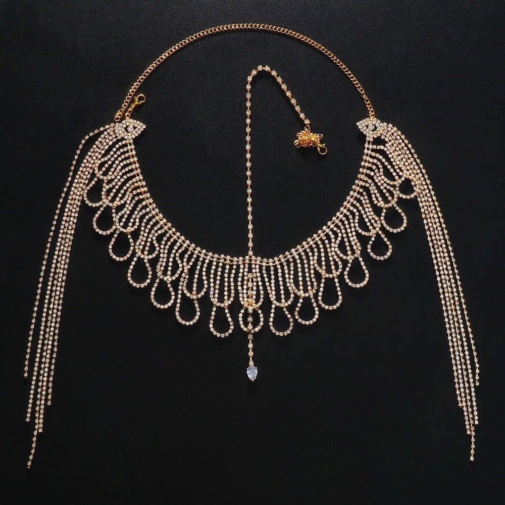 MAC155 Fashionable Rhinestone Ttassel Headwear Multi - layered Zircon Hair Chain - Mariam's Collection