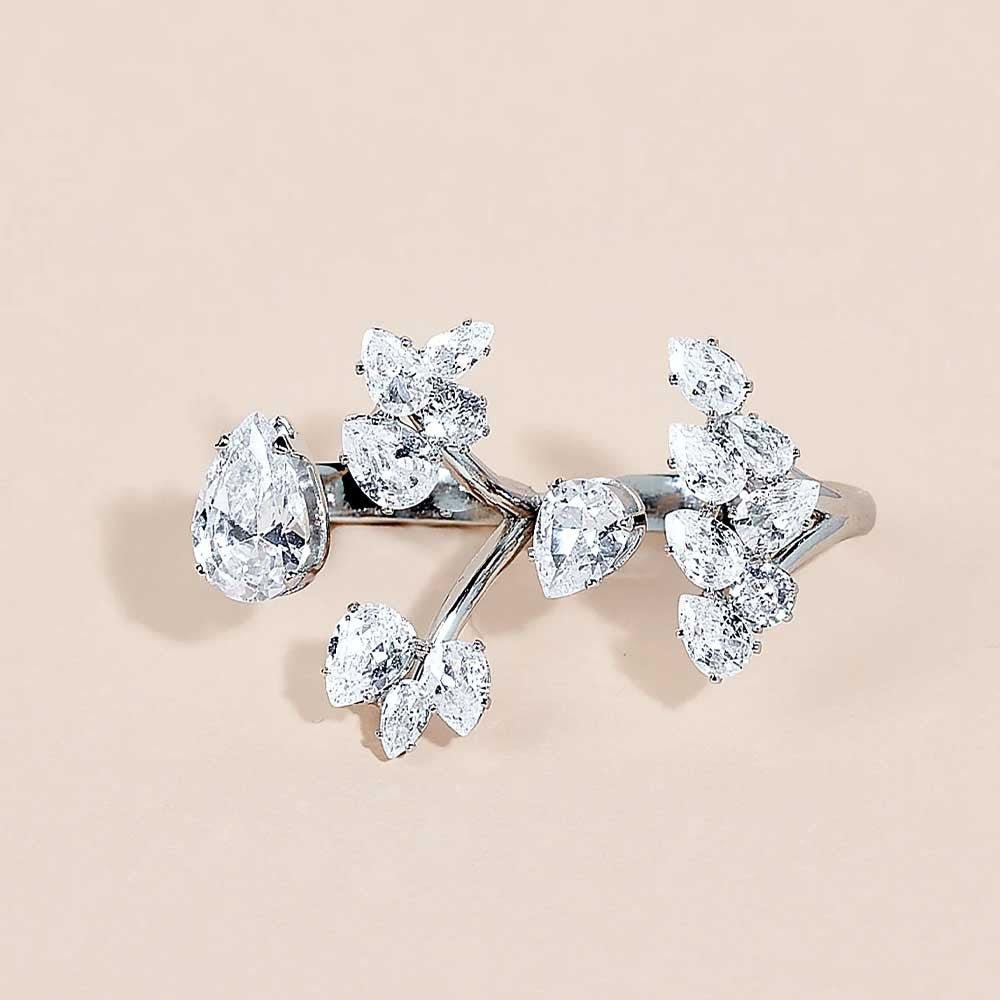 MAC157 Premium Zircon Stacked Flower Ring - Mariam's Collection