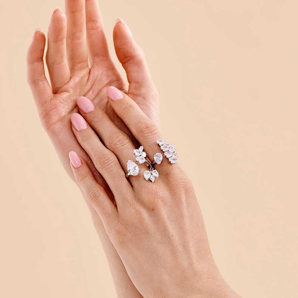 MAC157 Premium Zircon Stacked Flower Ring - Mariam's Collection