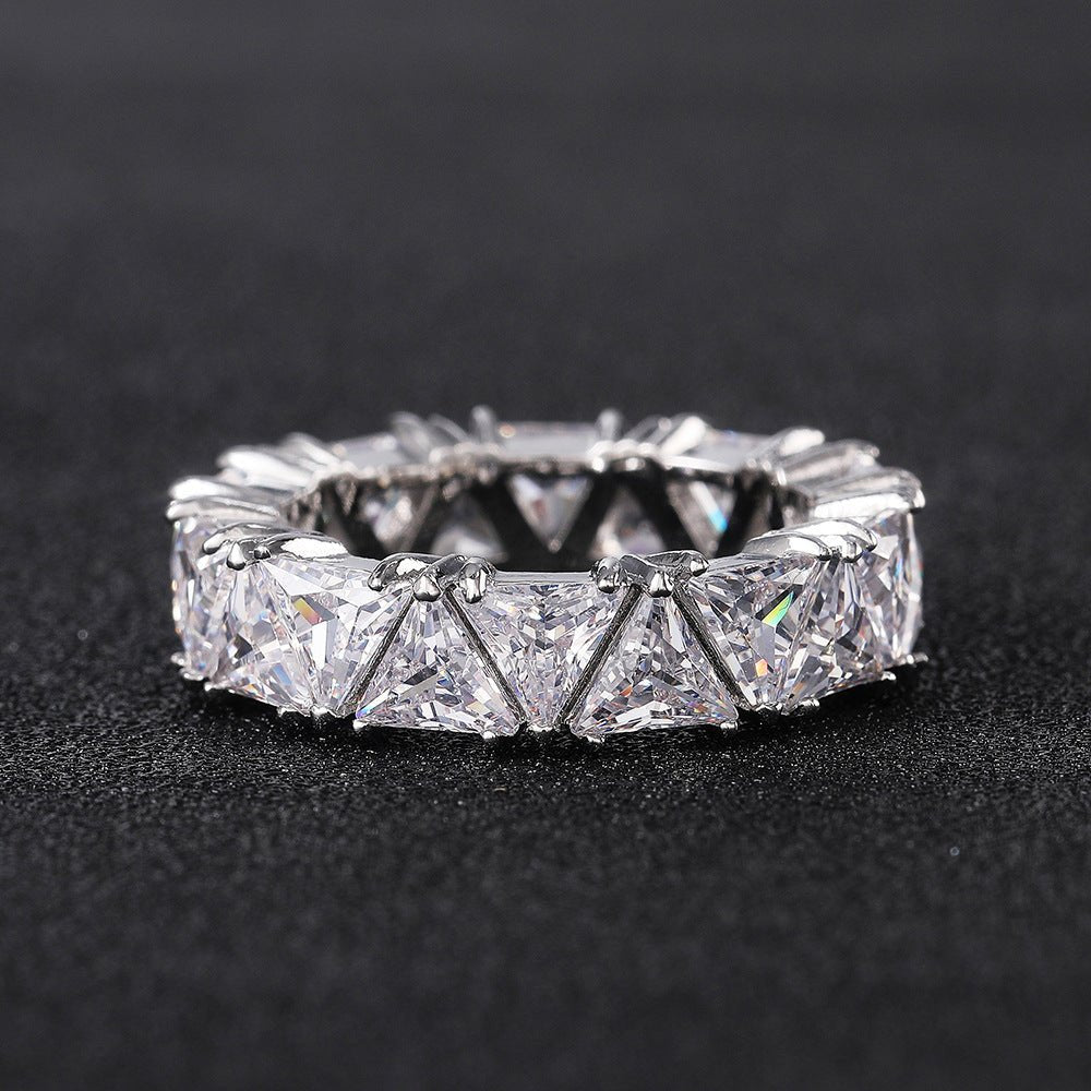 MAC161 Full - Circle Single - Row Triangular Zircon Ring - Mariam's Collection