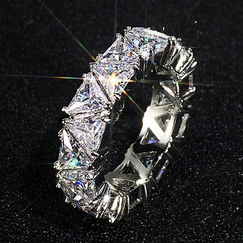 MAC161 Full - Circle Single - Row Triangular Zircon Ring - Mariam's Collection