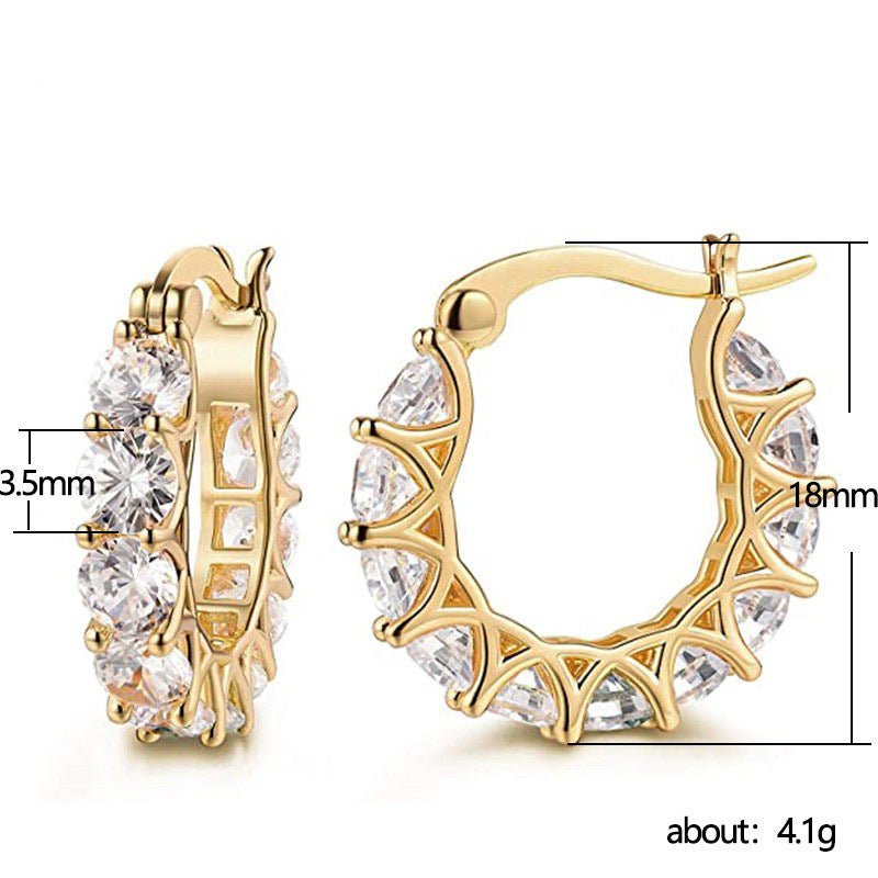 MAC163 Fully embellished zircon flower - shaped U - shaped earrings - Mariam's Collection