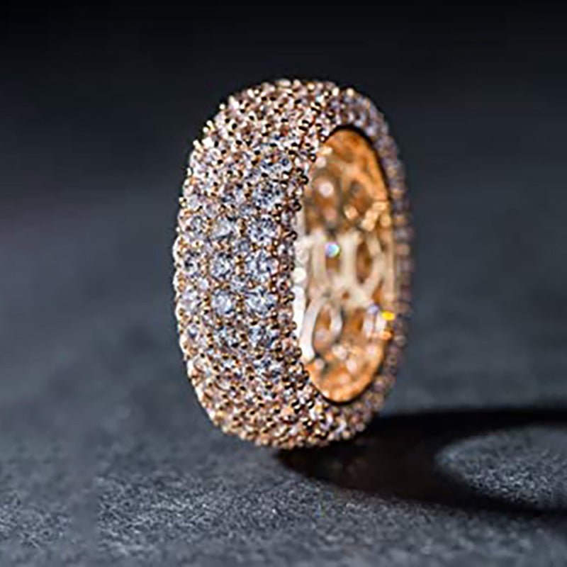 MAC164 Multi - Layered High - End Super Sparkling Full Diamond Ring - Mariam's Collection