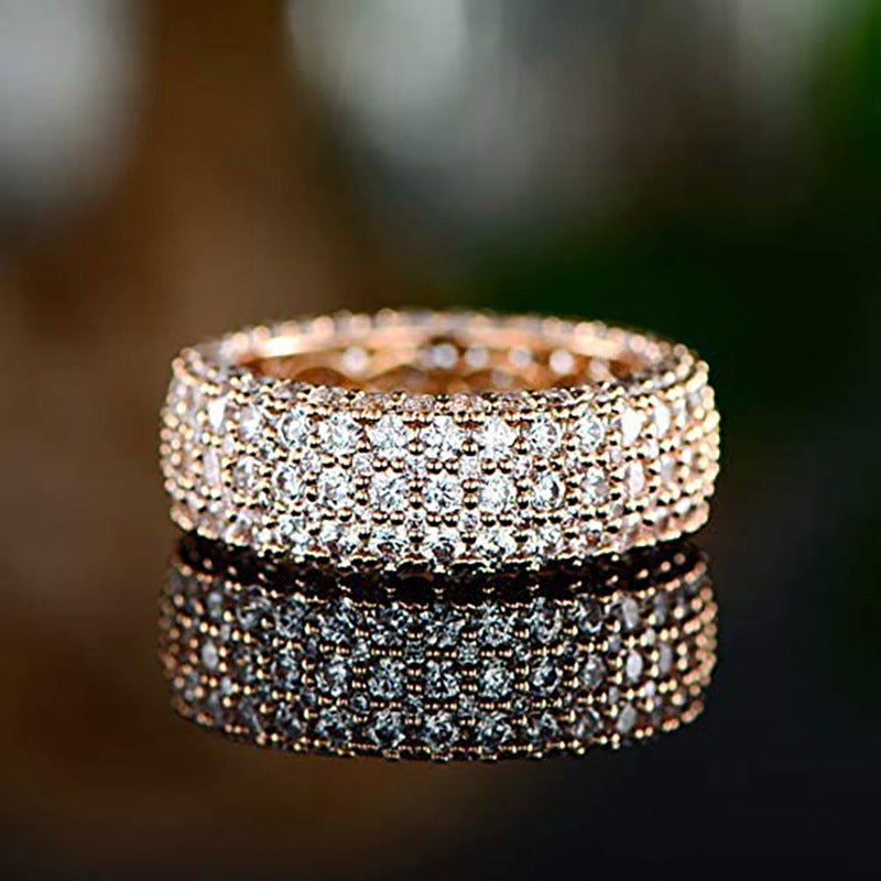 MAC164 Multi - Layered High - End Super Sparkling Full Diamond Ring - Mariam's Collection