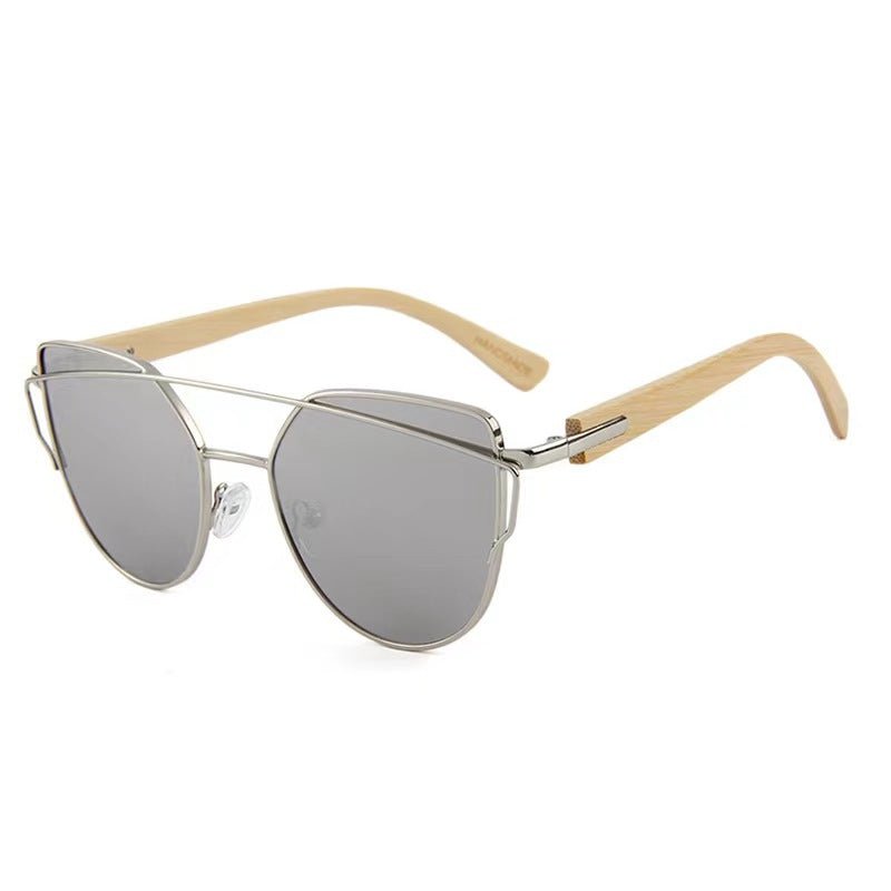 MAC169 Fashionable Cat - eye Metal Frame BamboTemple Sunglasses - Mariam's Collection