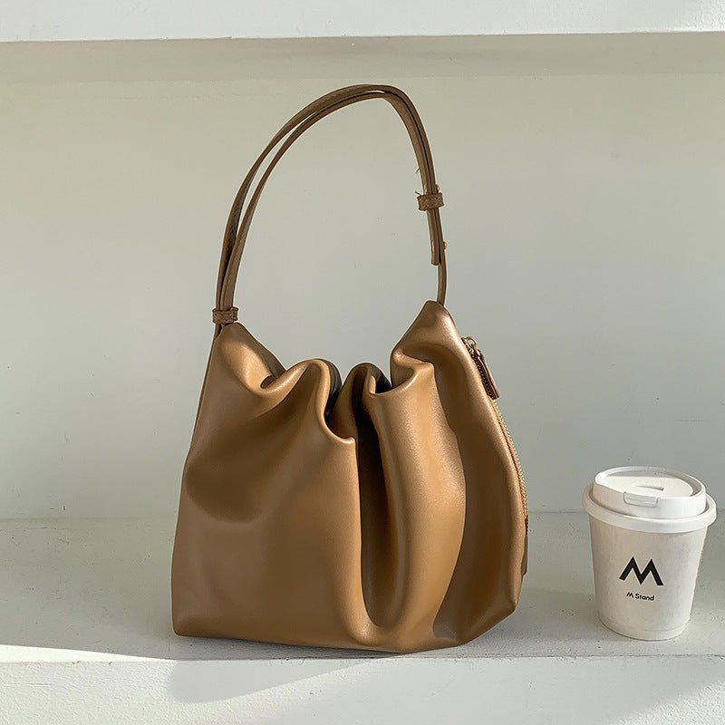 MAC180 High - End Pleated PU Leather All - Match Tote Bag - Mariam's Collection