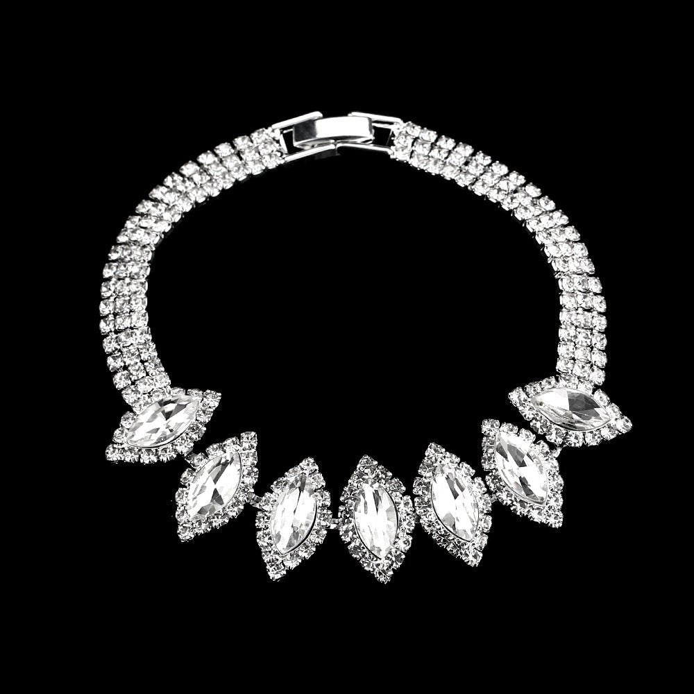 MAC181 Brilliant Full Diamond Zircon Drop Necklace And Earrings - Mariam's Collection