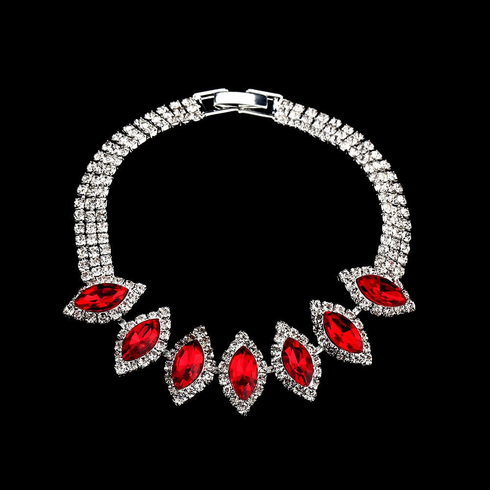 MAC181 Brilliant Full Diamond Zircon Drop Necklace And Earrings - Mariam's Collection