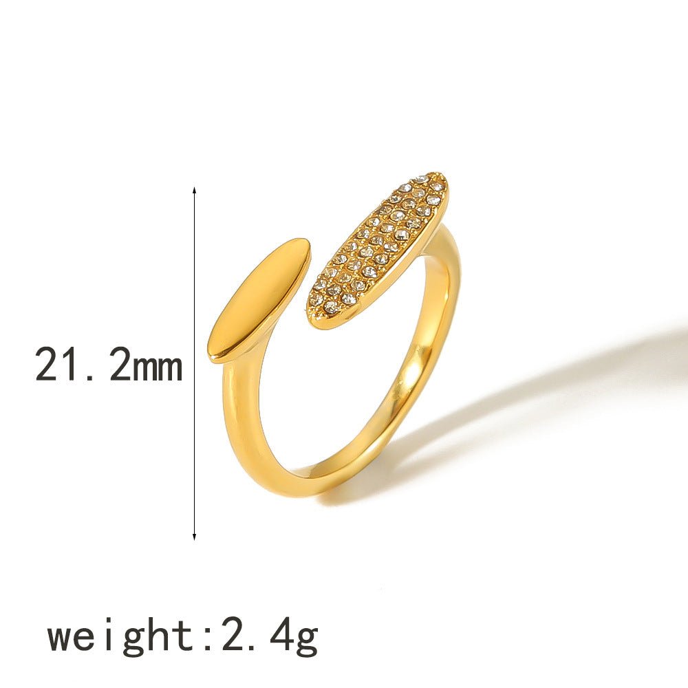 MAC183 Vintage 18K Gold Geometric Zircon Open Ring - Mariam's Collection