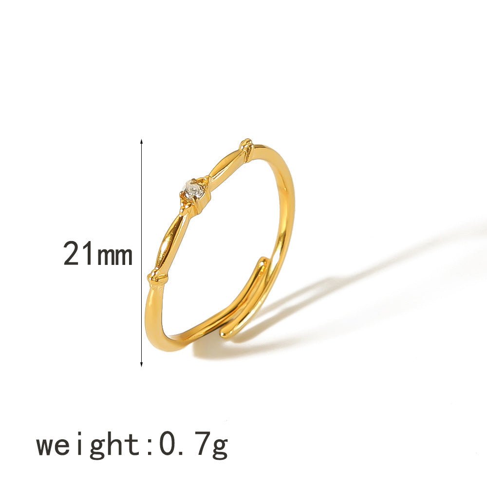 MAC183 Vintage 18K Gold Geometric Zircon Open Ring - Mariam's Collection