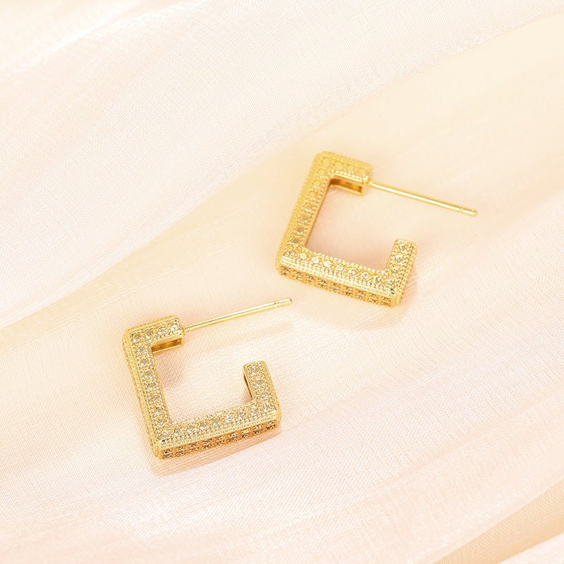 MAC190 Micropaved Diamond Super Flash Geometric High - End Earrings - Mariam's Collection