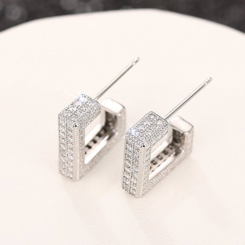 MAC190 Micropaved Diamond Super Flash Geometric High - End Earrings - Mariam's Collection