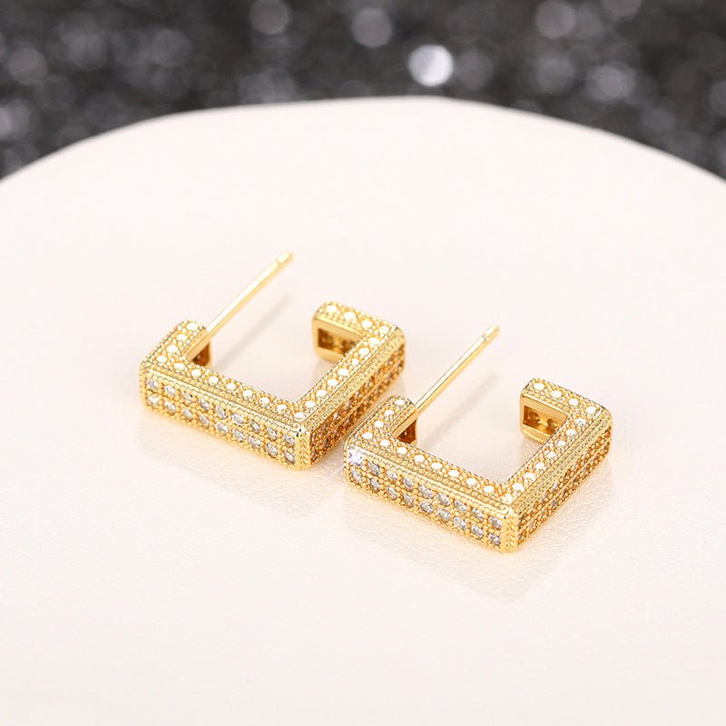 MAC190 Micropaved Diamond Super Flash Geometric High - End Earrings - Mariam's Collection