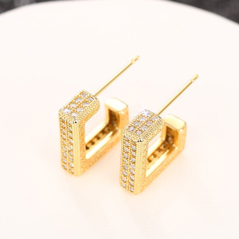 MAC190 Micropaved Diamond Super Flash Geometric High - End Earrings - Mariam's Collection