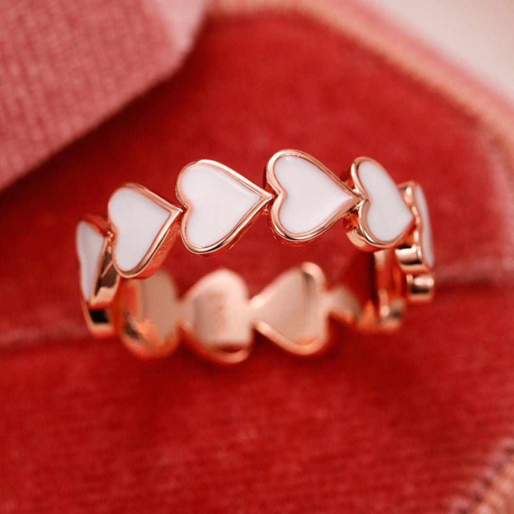 MAC198 Simple Pink Heart - To - Heart Glue Ring and Earring - Mariam's Collection