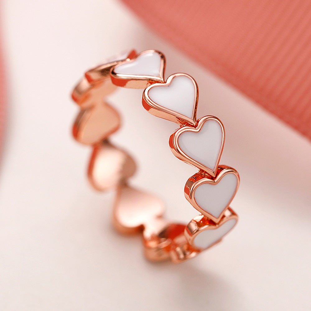 MAC198 Simple Pink Heart - To - Heart Glue Ring and Earring - Mariam's Collection