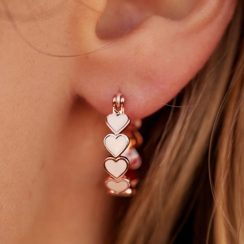 MAC198 Simple Pink Heart - To - Heart Glue Ring and Earring - Mariam's Collection