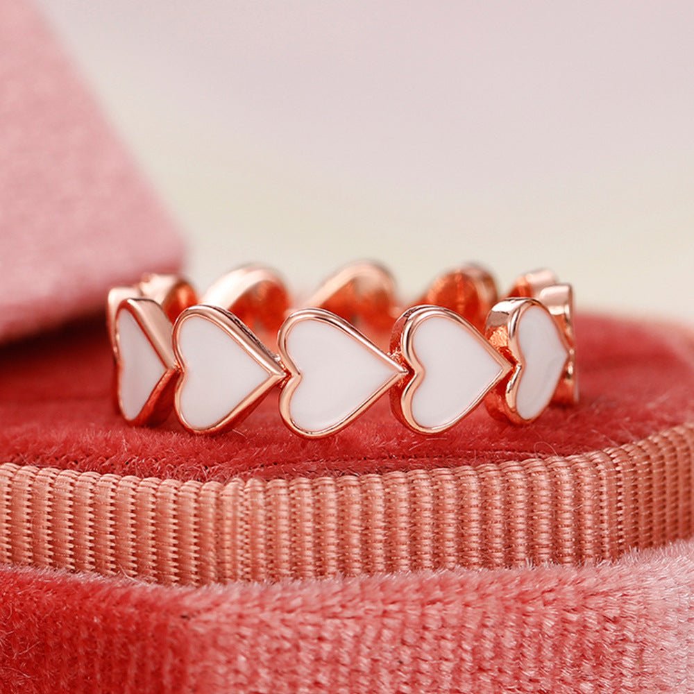 MAC198 Simple Pink Heart - To - Heart Glue Ring and Earring - Mariam's Collection