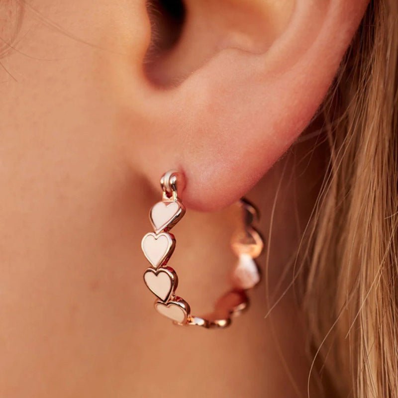 MAC198 Simple Pink Heart - To - Heart Glue Ring and Earring - Mariam's Collection