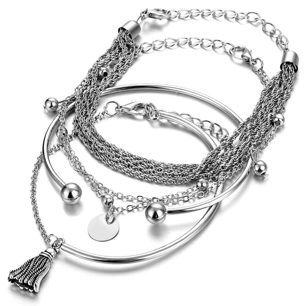 MAC204 Silver Glossy Tassel Bracelet - Mariam's Collection