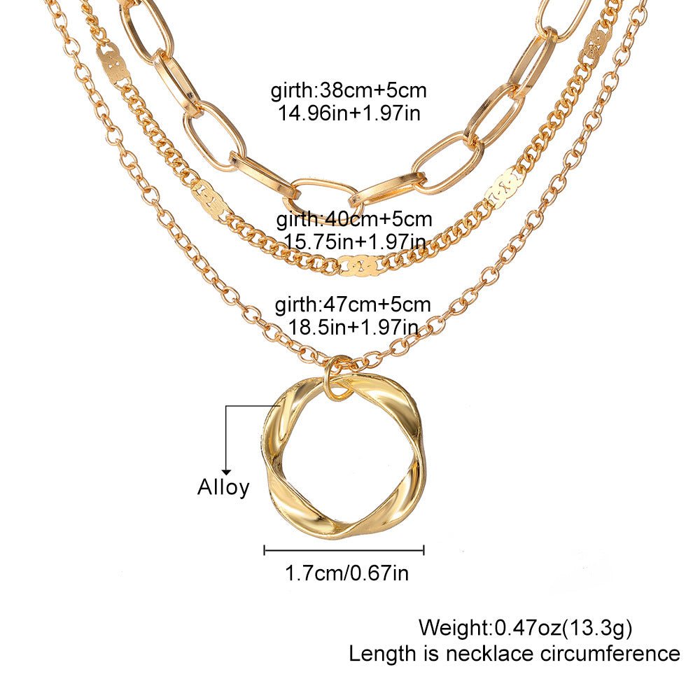 MAC207 Thick Chain Round Pendant Necklace - Mariam's Collection