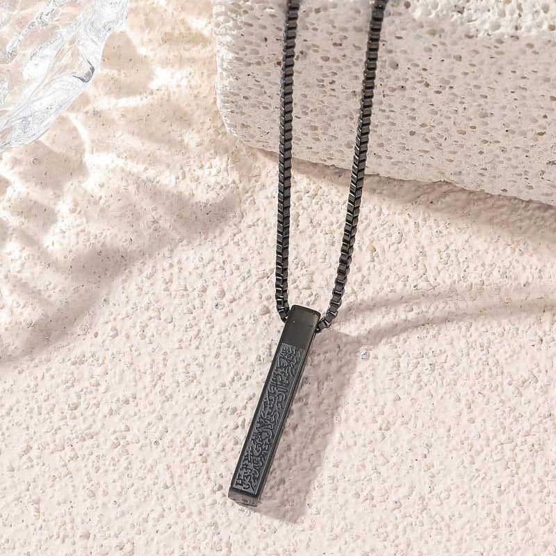 MAC217 Titanium Steel High - Quality Square Pillar Engraved Necklace (With gift box) - Mariam's Collection