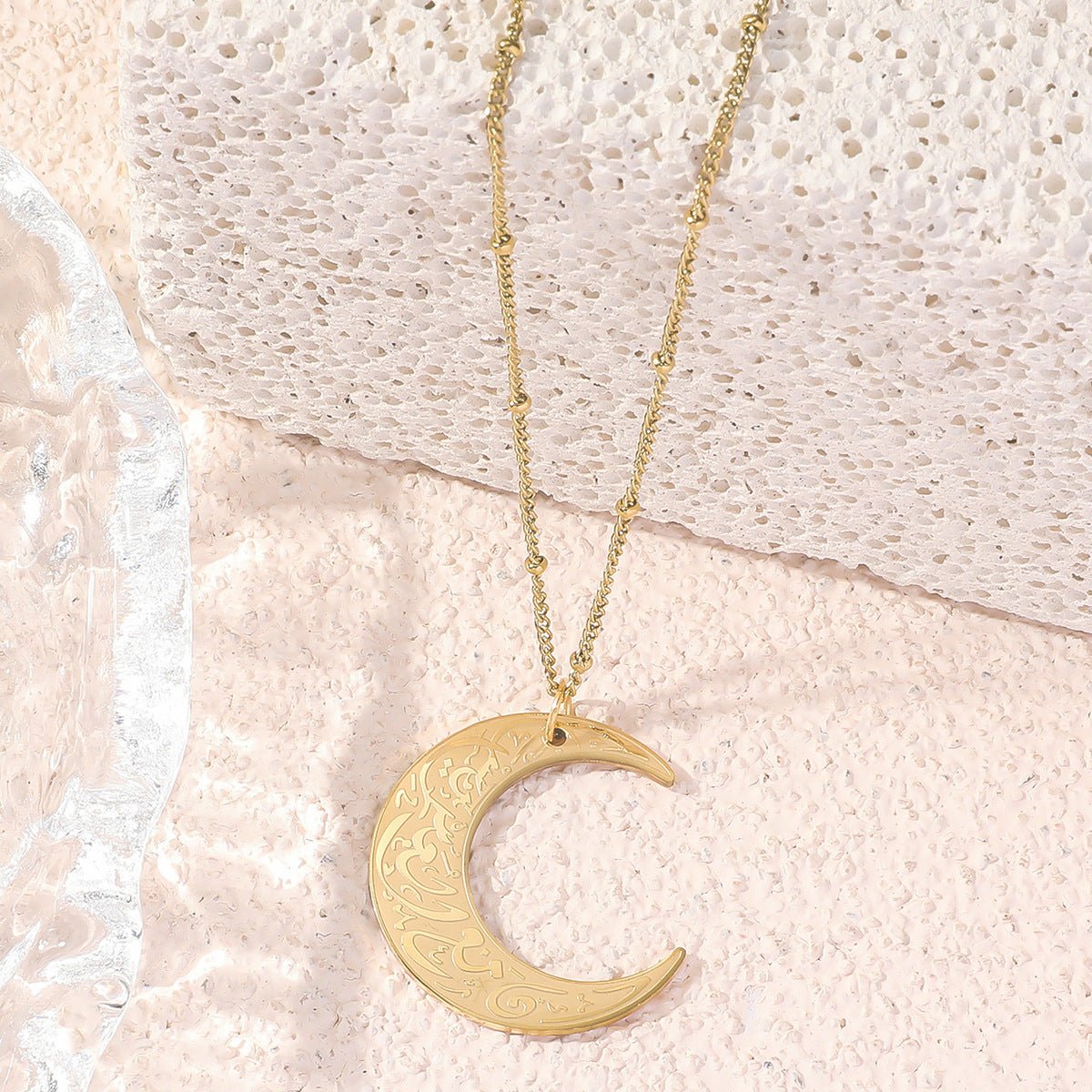 MAC218 Simple Moon Titanium Steel Clavicle Chain Necklace (With gift box) - Mariam's Collection