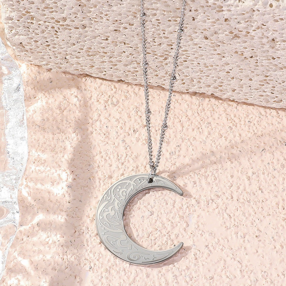 Simple Moon Titanium Steel Clavicle Chain Necklace (With Simple Moon Titanium Steel Clavicle Chain Necklace (With
