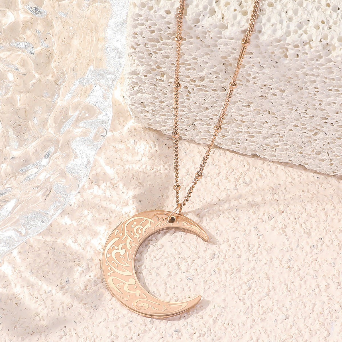 MAC218 Simple Moon Titanium Steel Clavicle Chain Necklace (With gift box) - Mariam's Collection