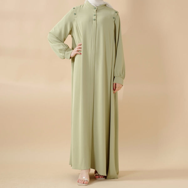 Macaron Color Shoulder Button Pullover Abaya (MA083) - Mariam's Collection