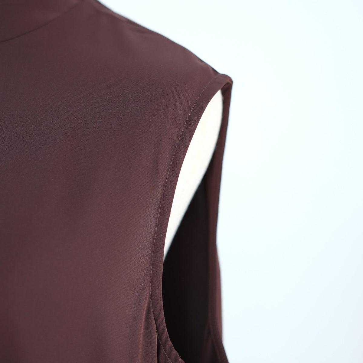 Mandarin-Collar Nida Inner Maxi Dress | Sleeveless Belted Layering Dress(MS569) - Mariam's Collection