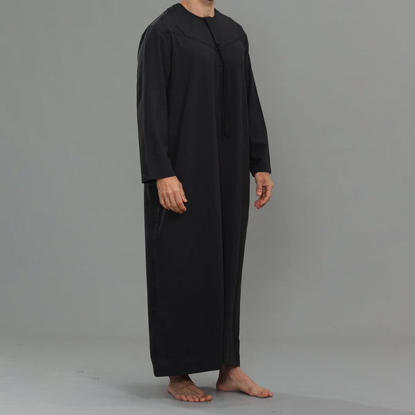 Men's classic solid thobe - traditional ankle-length Islamic robe for men