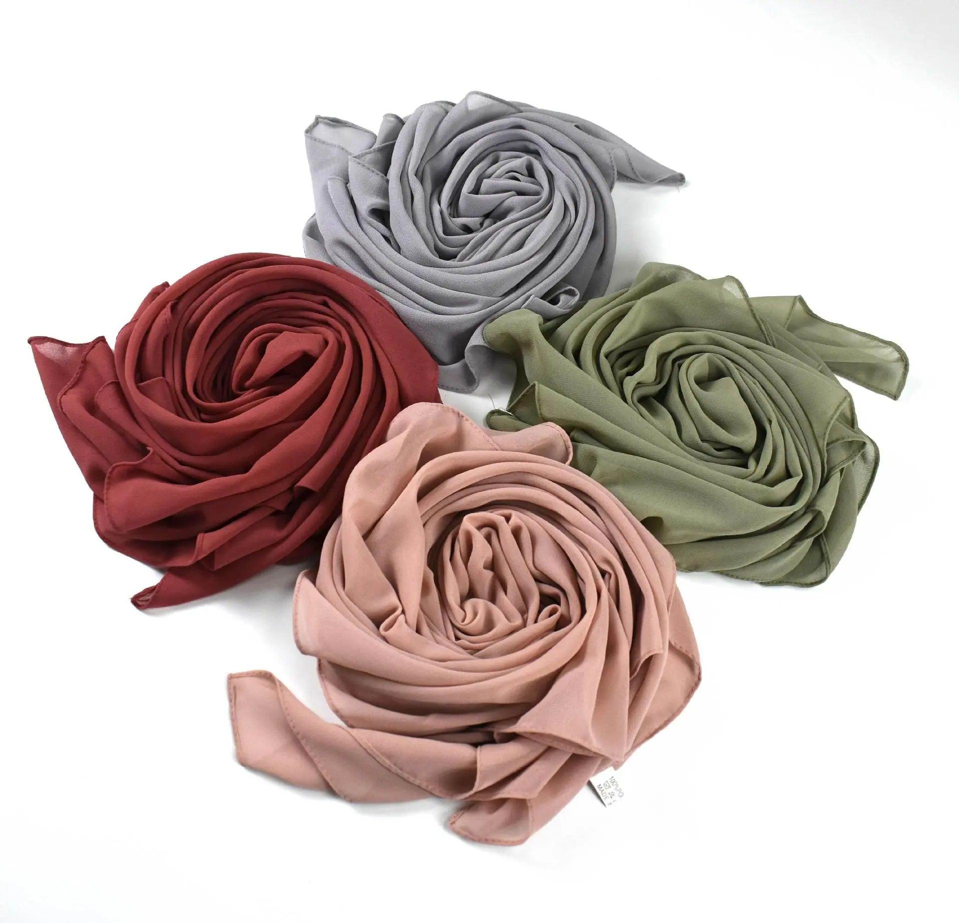 MH028 Pearl chiffon square hijab - Mariam's Collection