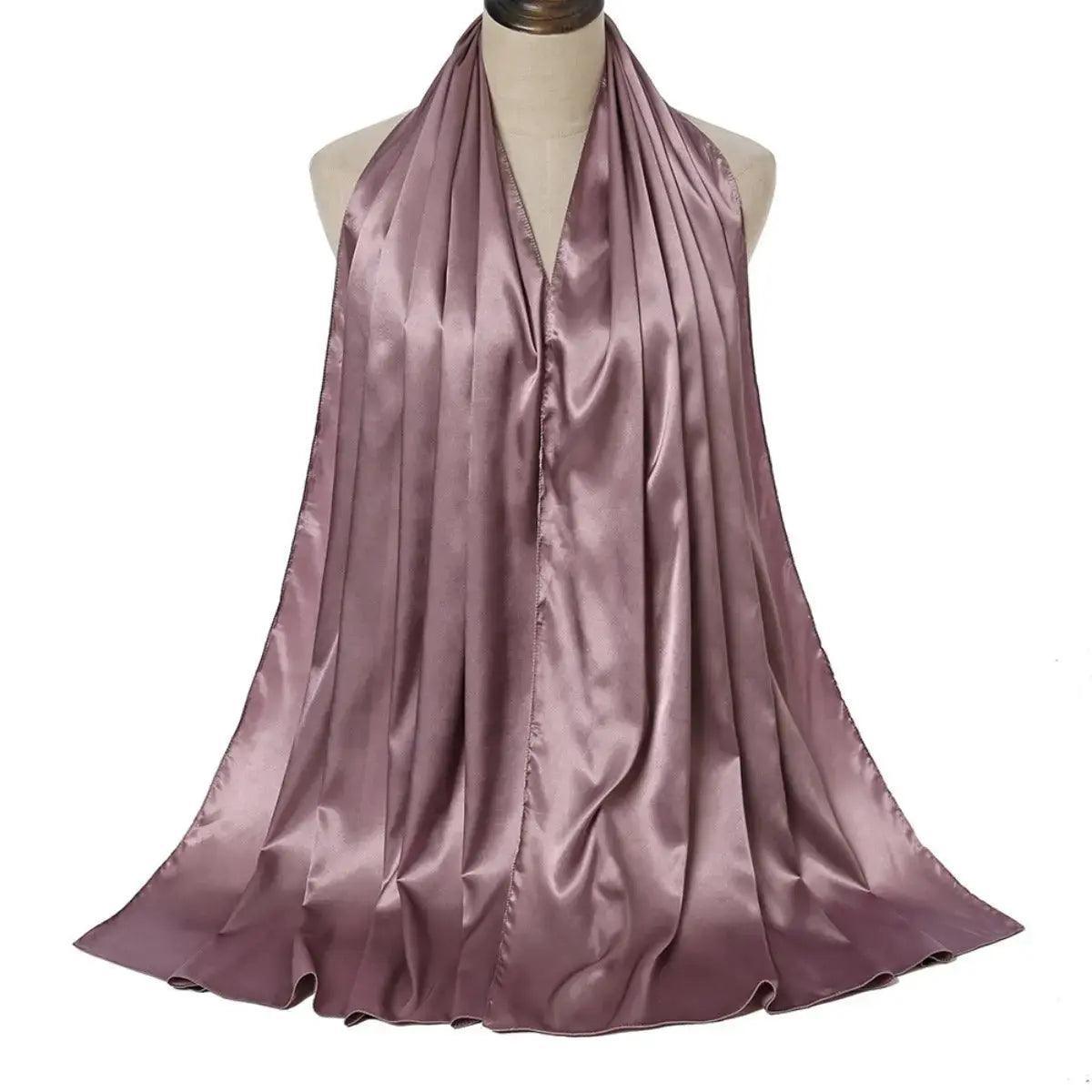 MH034 Solid Color Silk Satin Chiffon Scarf Fashion Soft Hijab - Mariam's Collection