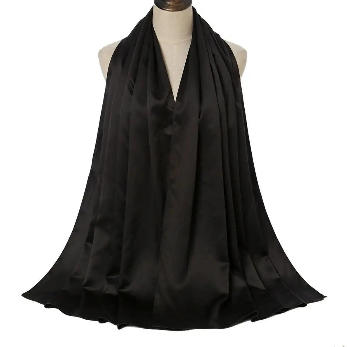 MH034 Solid Color Silk Satin Chiffon Scarf Fashion Soft Hijab - Mariam's Collection